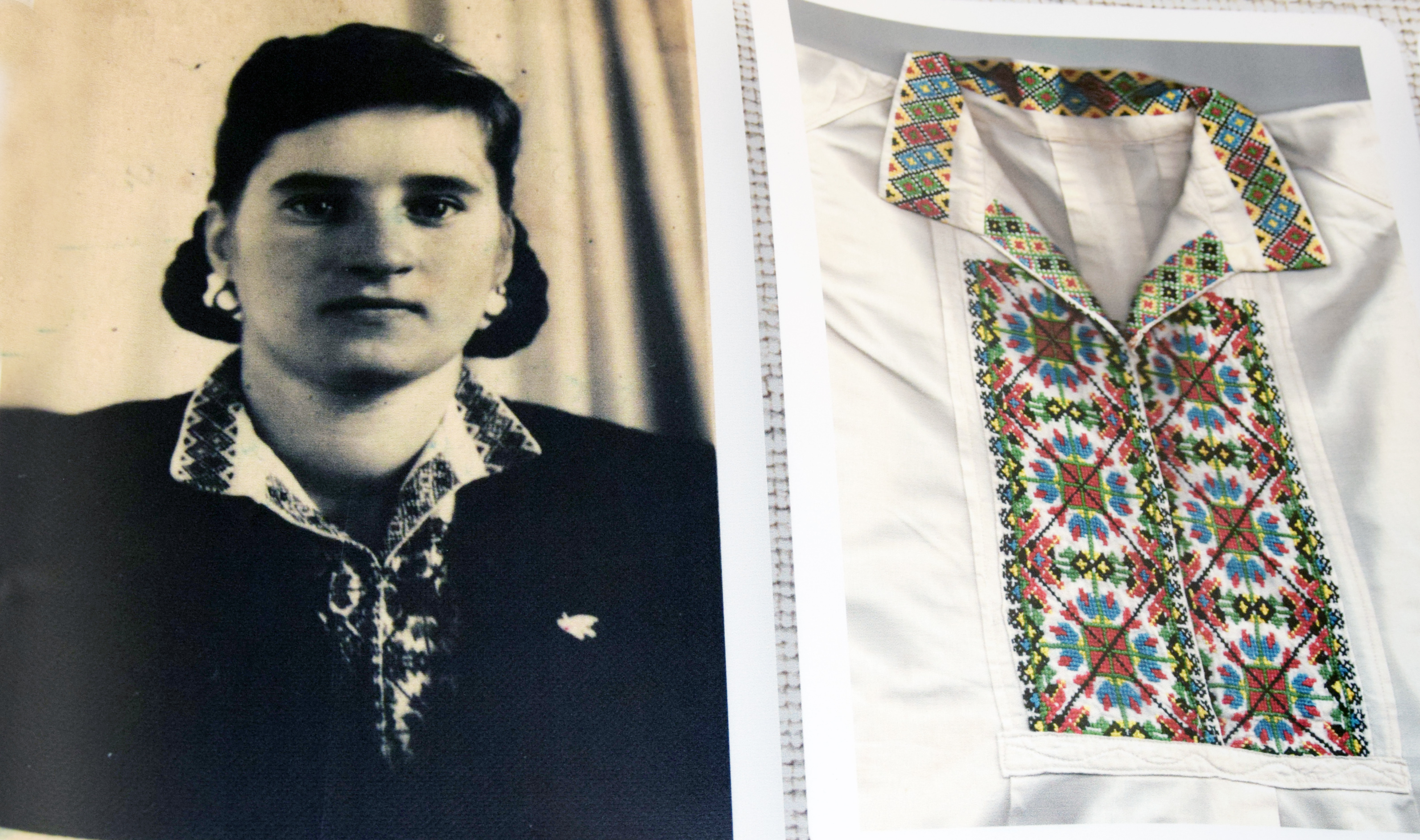 На виставці представили вишиту сорочку нині світлої пам’яті репресованої жительки с. Підберізці Ганни Гайової та світлину, на якій пані Ганну зображено в цій сорочці під час ув’язнення в Сибіру 1950 року